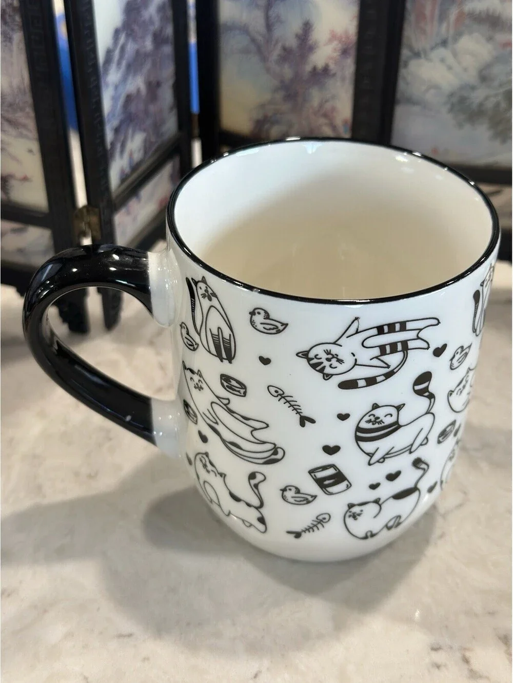Cat Print Ceramic Mug Adorable Coffee Mug Cute Cat Mug